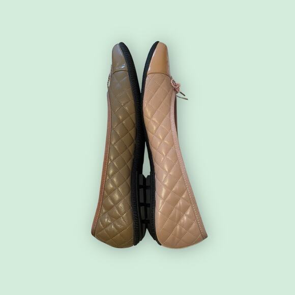 Paul Mayer Attitudes Taupe Quilted Leather Tan Cap Toe Ballet Flats Womens 10 - Picture 14 of 14